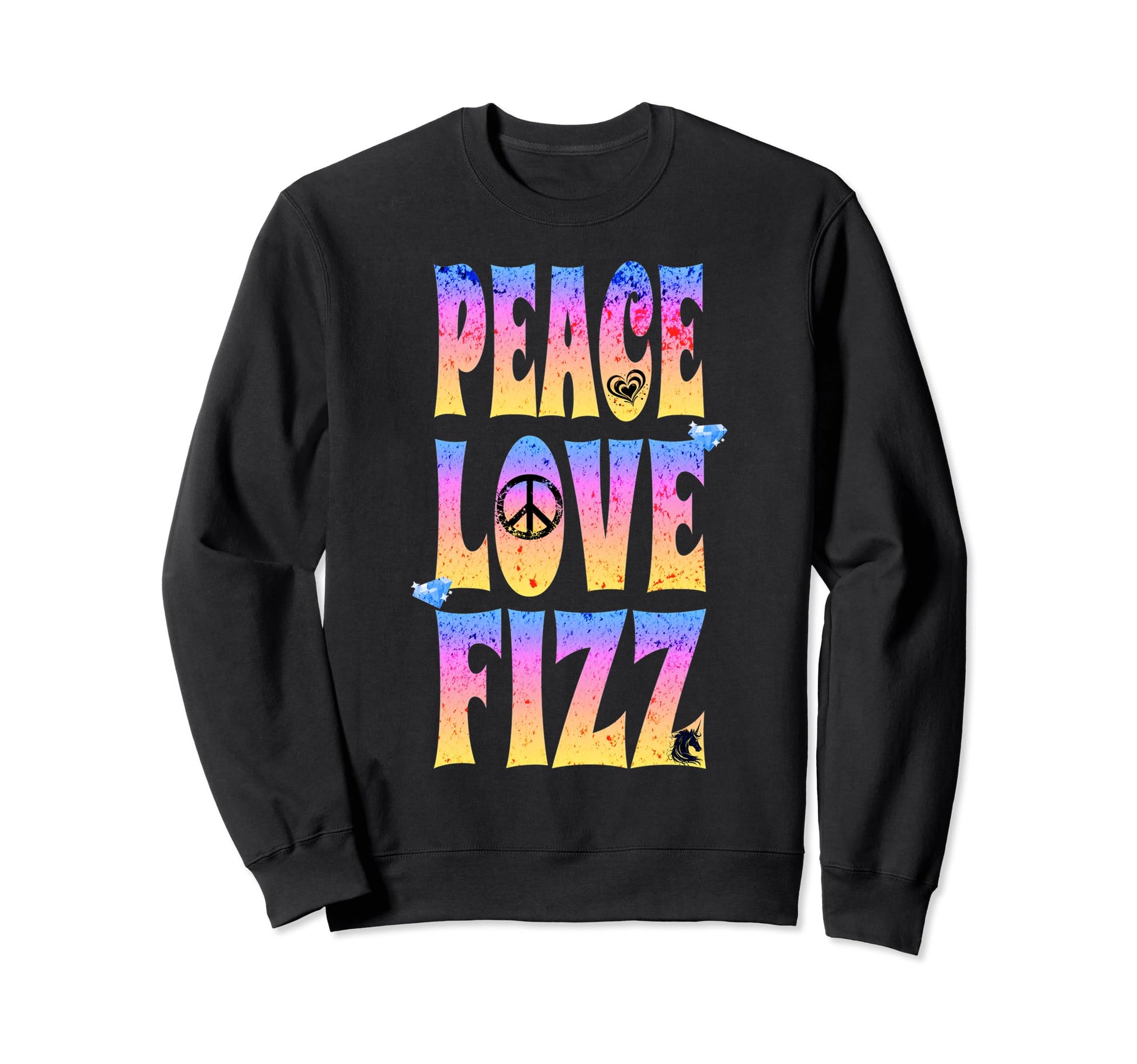 Hippie Peace Love Fizz Sweatshirt - Custom Art Print for Adults - T-Shirt, Sweatshirt, Hoodie