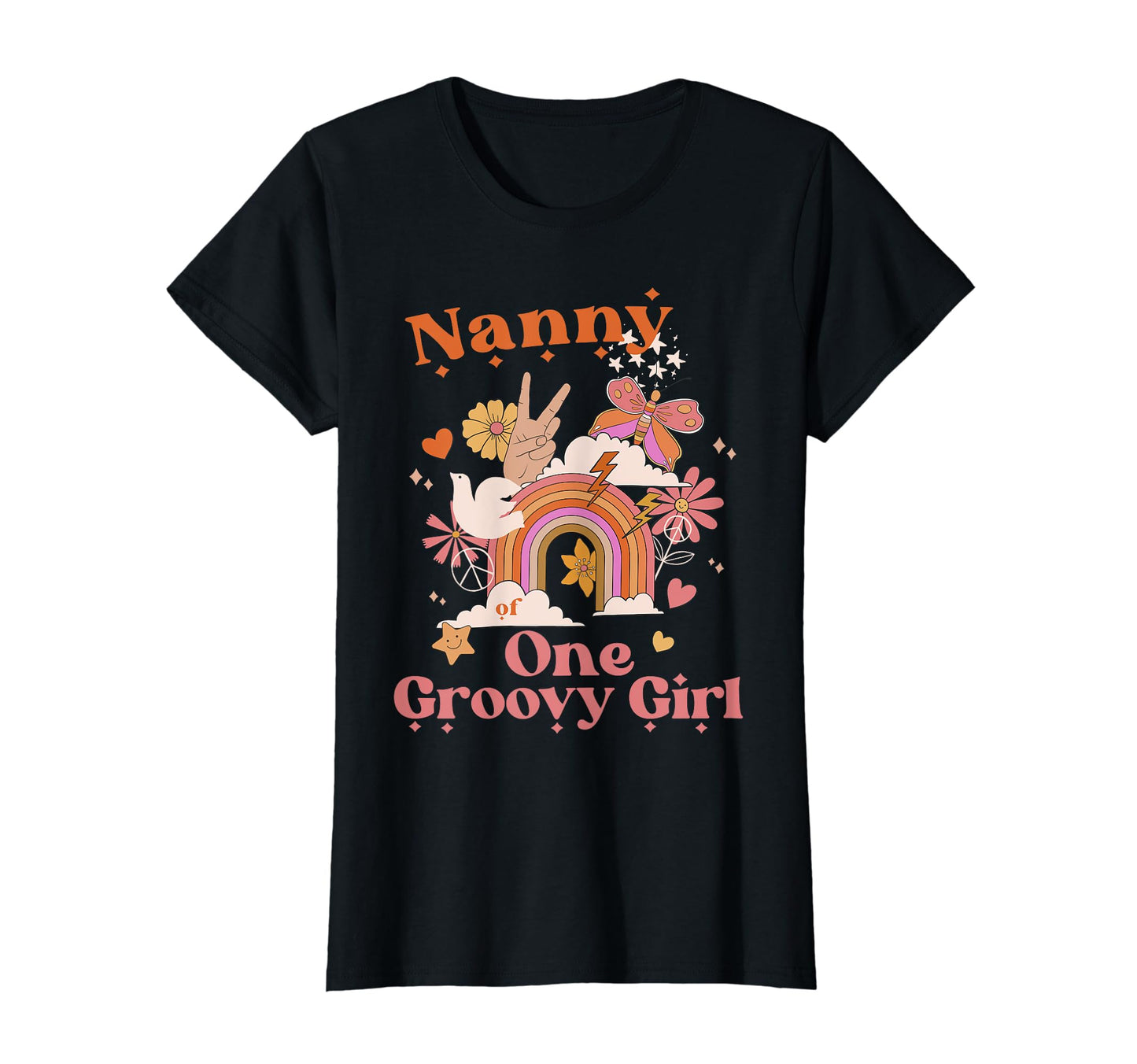 Nanny One Groovy Boho Hippie Rainbow T-Shirt - Novelty Apparel for Adults - T-Shirt, Sweatshirt, Hoodie
