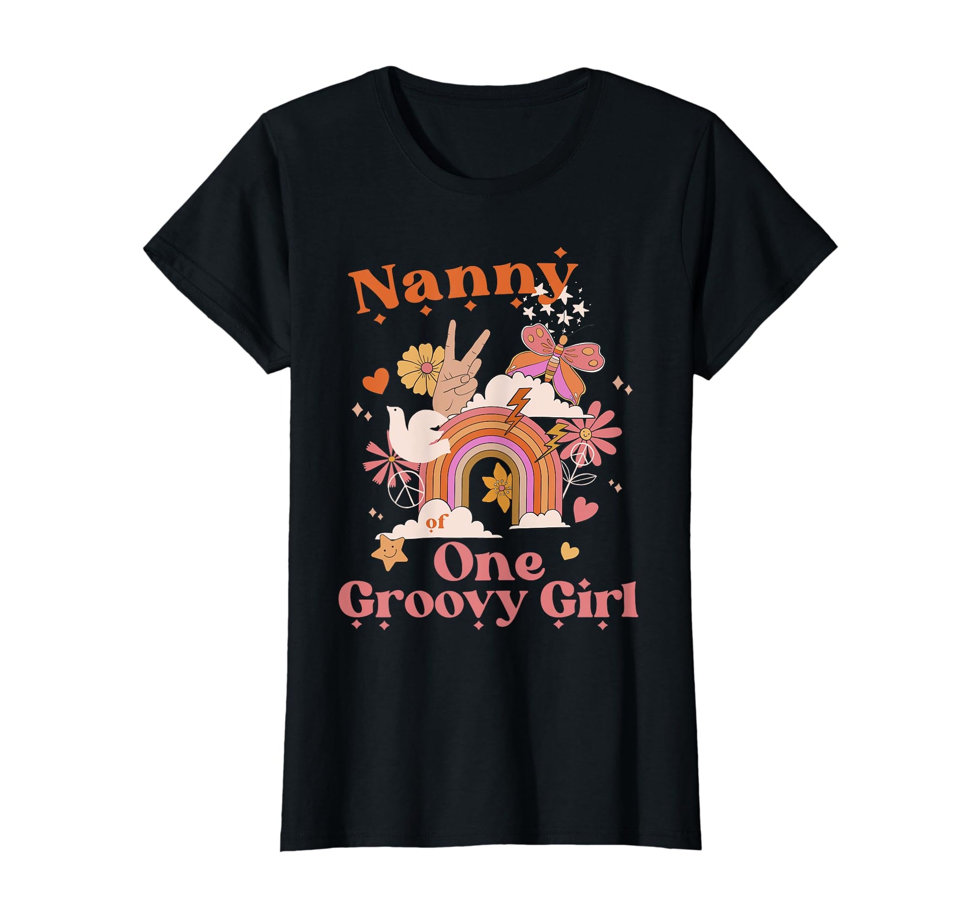 Nanny One Groovy Boho Hippie Rainbow T-Shirt - Novelty Apparel for Adults - T-Shirt, Sweatshirt, Hoodie