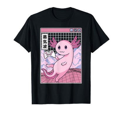 Axolotl Gaming Kawaii Grid Vaporwave T-Shirt - Novelty Apparel Men Women - T-Shirt, Sweatshirt, Hoodie