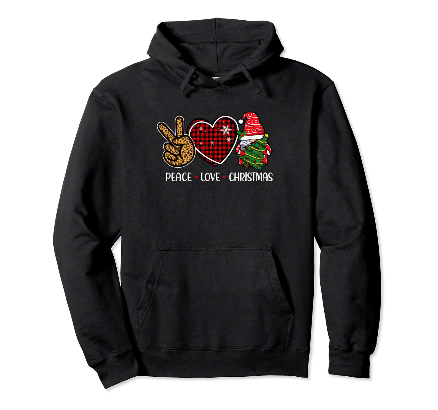 Peace Love Merry Happy Hoodie - Trendy Graphic Men Women - T-Shirt, Sweatshirt, Hoodie