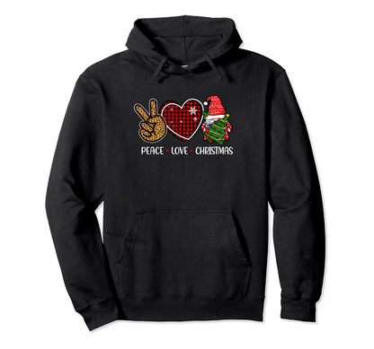 Peace Love Merry Happy Hoodie - Trendy Graphic Men Women - T-Shirt, Sweatshirt, Hoodie