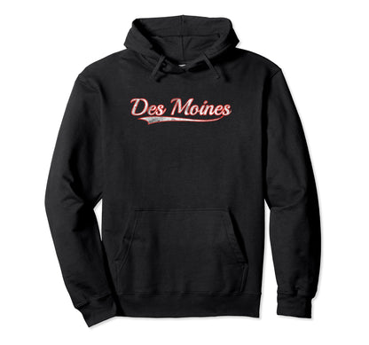 Des Moines Varsity Distressed Throwback Hoodie - Graphic Print Men Women - T-Shirt, Sweatshirt, Hoodie