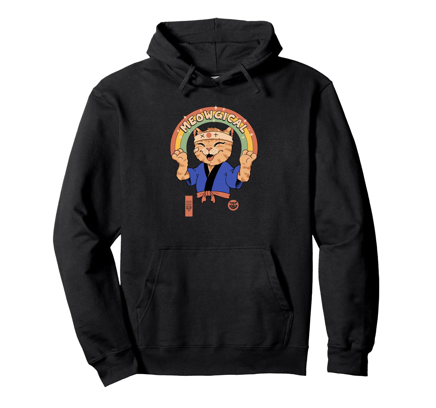 Meowgical Karate Cat Rainbow Martial Hoodie - Fun Novelty Design Men Women - T-Shirt, Sweatshirt, Hoodie
