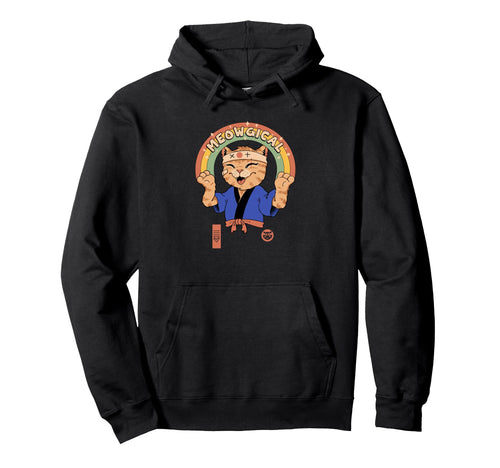 Meowgical Karate Cat Rainbow Martial Hoodie - Fun Novelty Design Men Women - T-Shirt, Sweatshirt, Hoodie