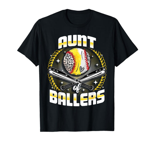 Baseball Softball Aunt Ballers Mothers T-Shirt - Trendy Graphic for Adults - T-Shirt, Sweatshirt, Hoodie