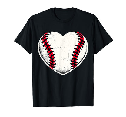 Distressed Baseball Heart Baseball Mom T-Shirt - Trendy Graphic Unisex - T-Shirt, Sweatshirt, Hoodie