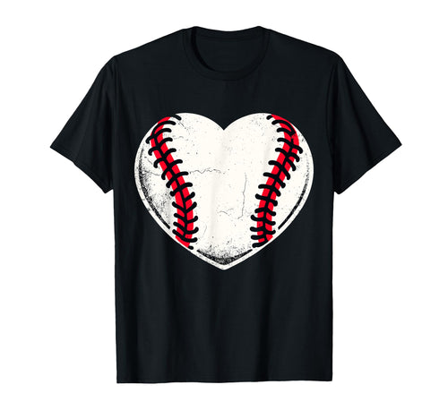 Distressed Baseball Heart Baseball Mom T-Shirt - Novelty Apparel Unisex - T-Shirt, Sweatshirt, Hoodie