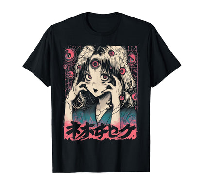 Goth Grunge Demon Anime Waifu Horror T-Shirt - Custom Art Print Men Women - T-Shirt, Sweatshirt, Hoodie