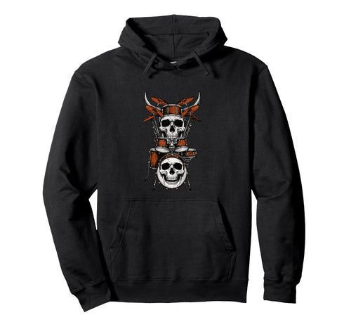 Skull Drum Set Rock Music Drummer Heavy Hoodie - Trendy Graphic for Adults - T-Shirt, Sweatshirt, Hoodie