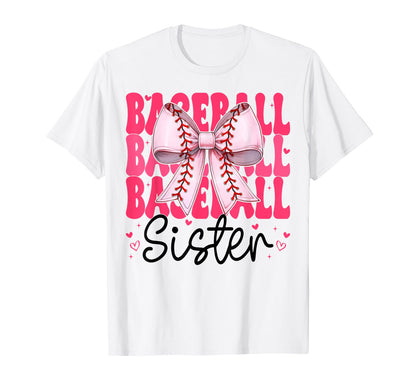 Baseball Sister Baseball Coquette Bow T-Shirt - Custom Art Print Men Women - T-Shirt, Sweatshirt, Hoodie