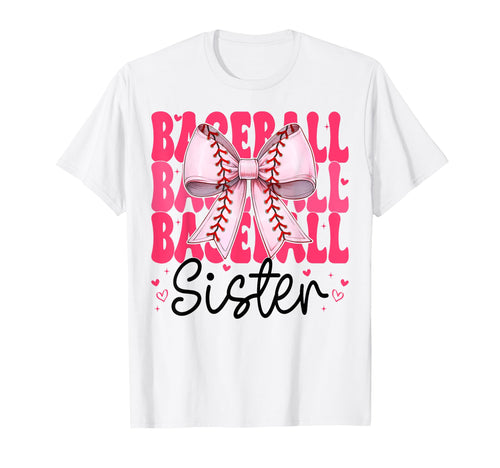 Baseball Sister Baseball Coquette Bow T-Shirt - Custom Art Print Men Women - T-Shirt, Sweatshirt, Hoodie