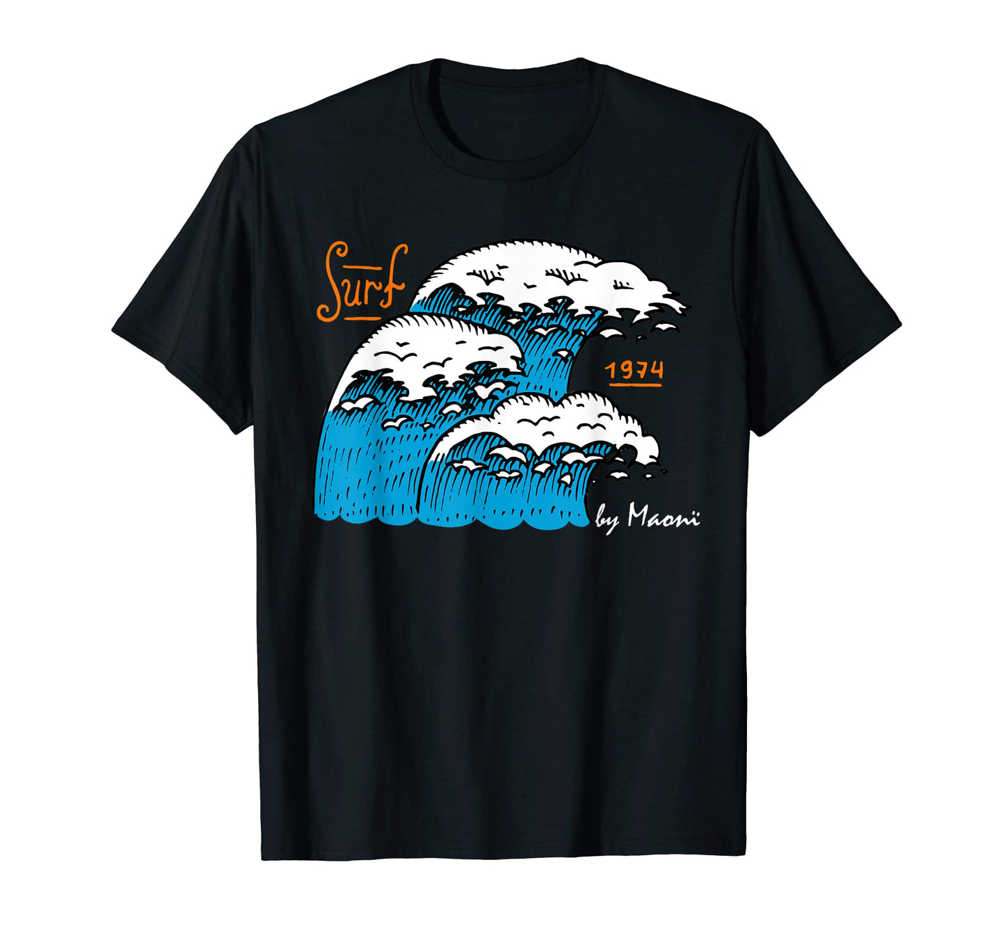 Welle Ocean 1974 Surf Club Palm Tree T-Shirt - Novelty Apparel for Adults - T-Shirt, Sweatshirt, Hoodie