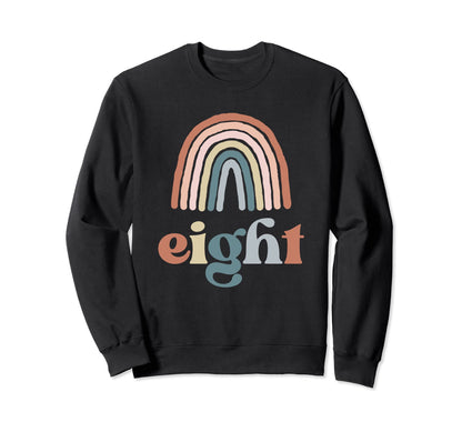 8 Eight Year Old Birthday Boho Rainbow Sweatshirt - Unique Graphic Unisex - T-Shirt, Sweatshirt, Hoodie