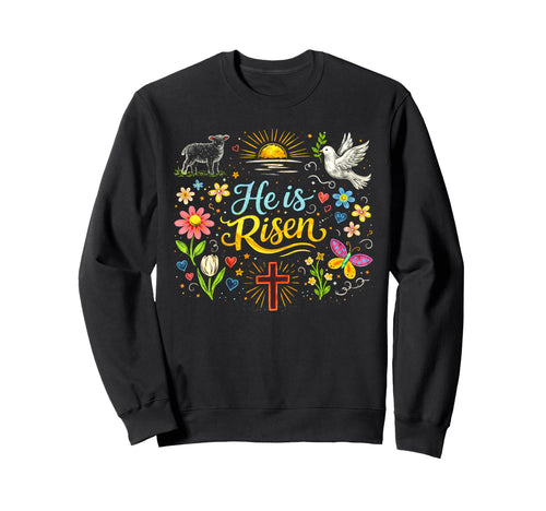 Boho He Is Risen Christian Easter Sweatshirt - Unique Graphic for Adults - T-Shirt, Sweatshirt, Hoodie