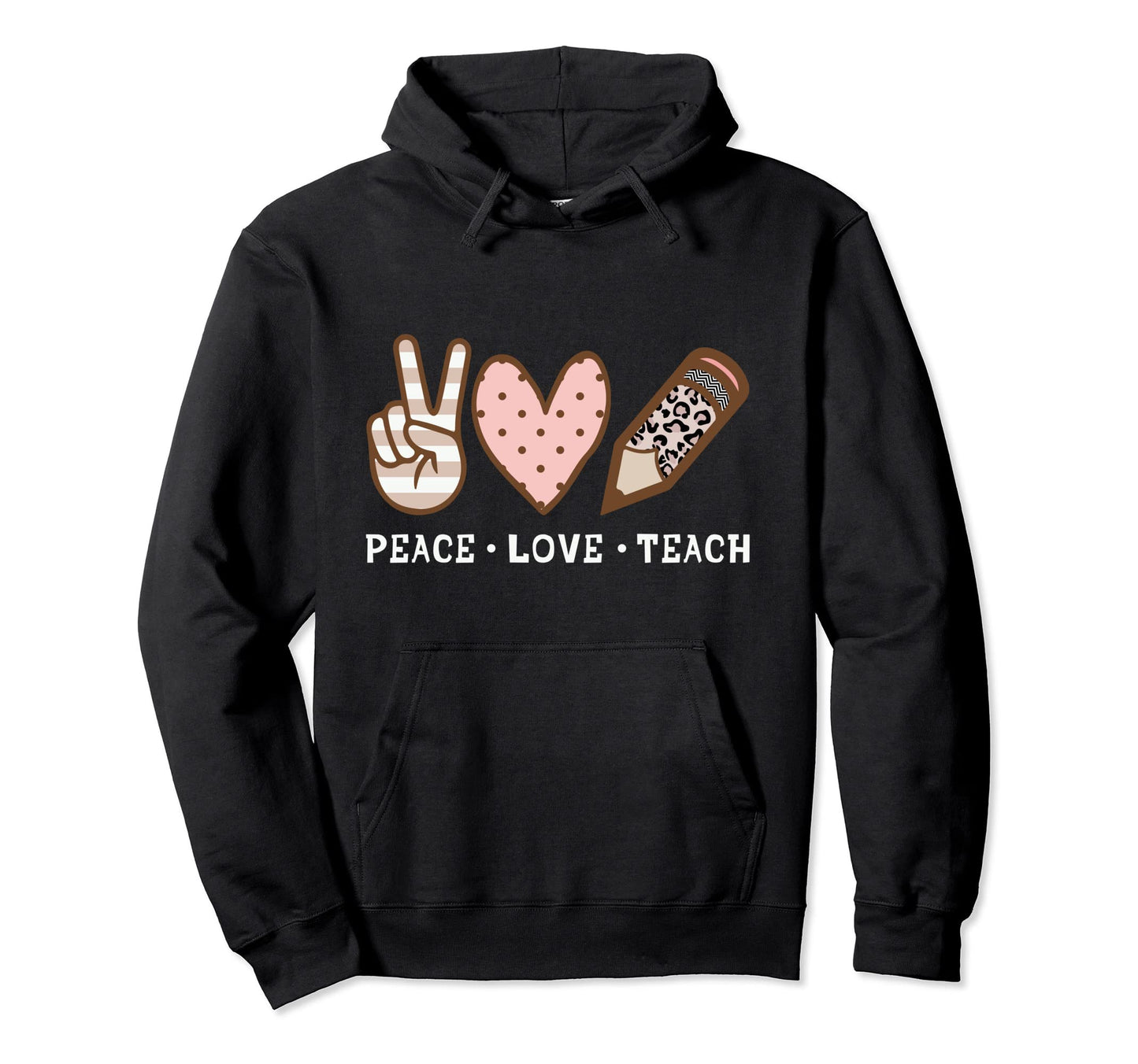 Teach Womens Peace Love Teach Inspire Hoodie - Minimalist Print Men Women - T-Shirt, Sweatshirt, Hoodie