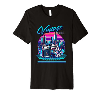 Vibes Old Chool Camera 80S Synthwave T-Shirt - Unique Graphic Unisex - T-Shirt, Sweatshirt, Hoodie