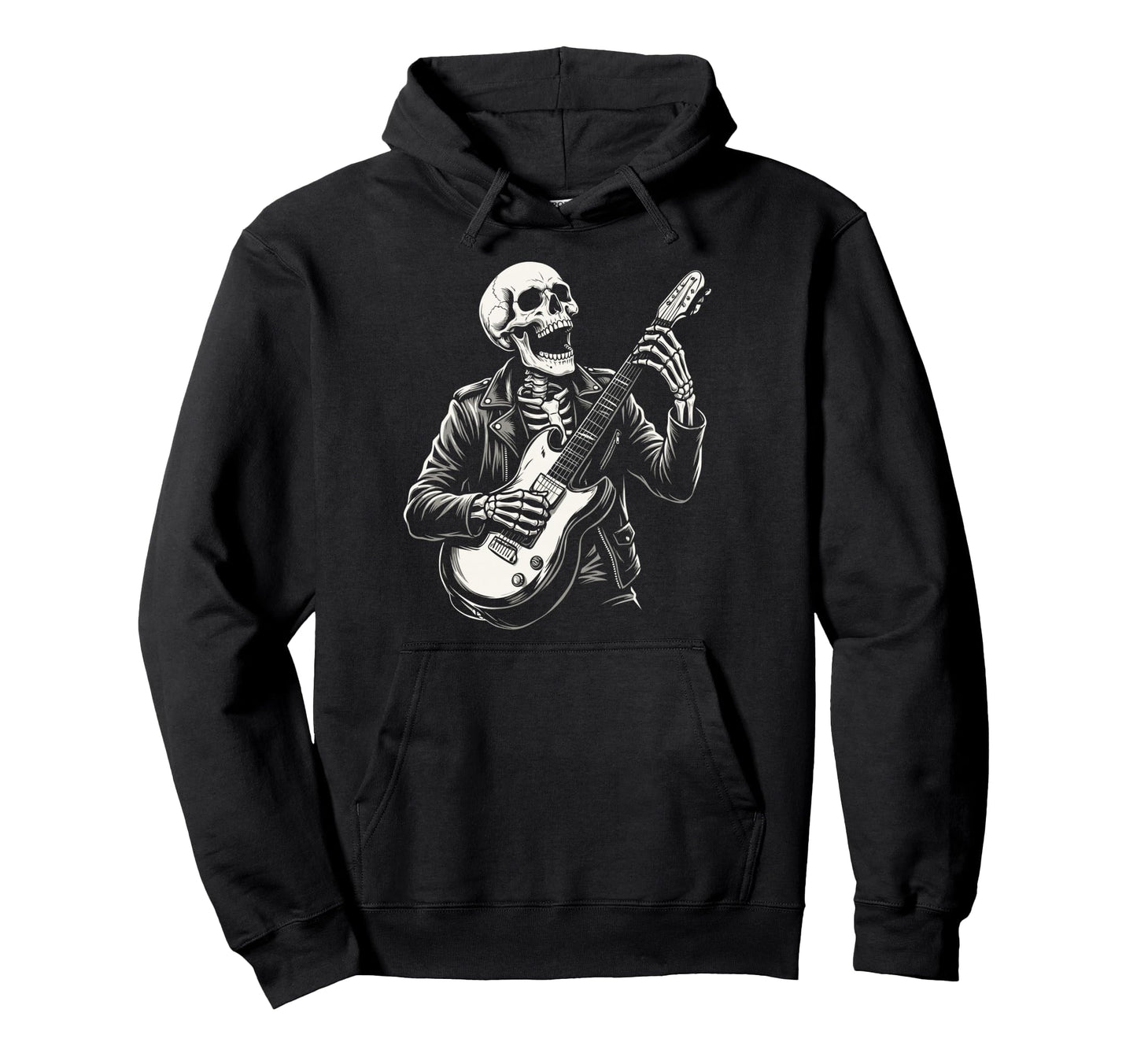 Funny Skeleton Playing Guitar Heavy Hoodie - Aesthetic Graphic Unisex - T-Shirt, Sweatshirt, Hoodie