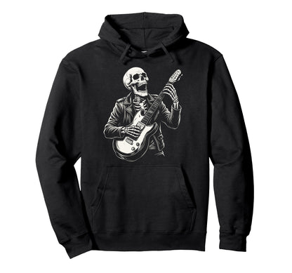 Funny Skeleton Playing Guitar Heavy Hoodie - Aesthetic Graphic Unisex - T-Shirt, Sweatshirt, Hoodie