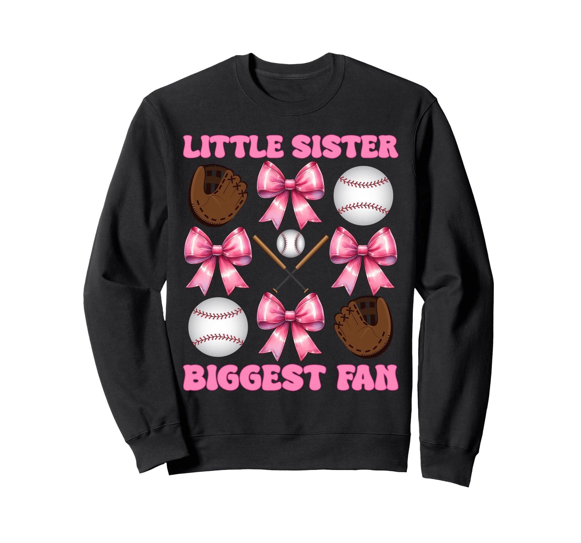 Baseball Sister Coquette Bow Little Sweatshirt - Graphic Print Unisex - T-Shirt, Sweatshirt, Hoodie