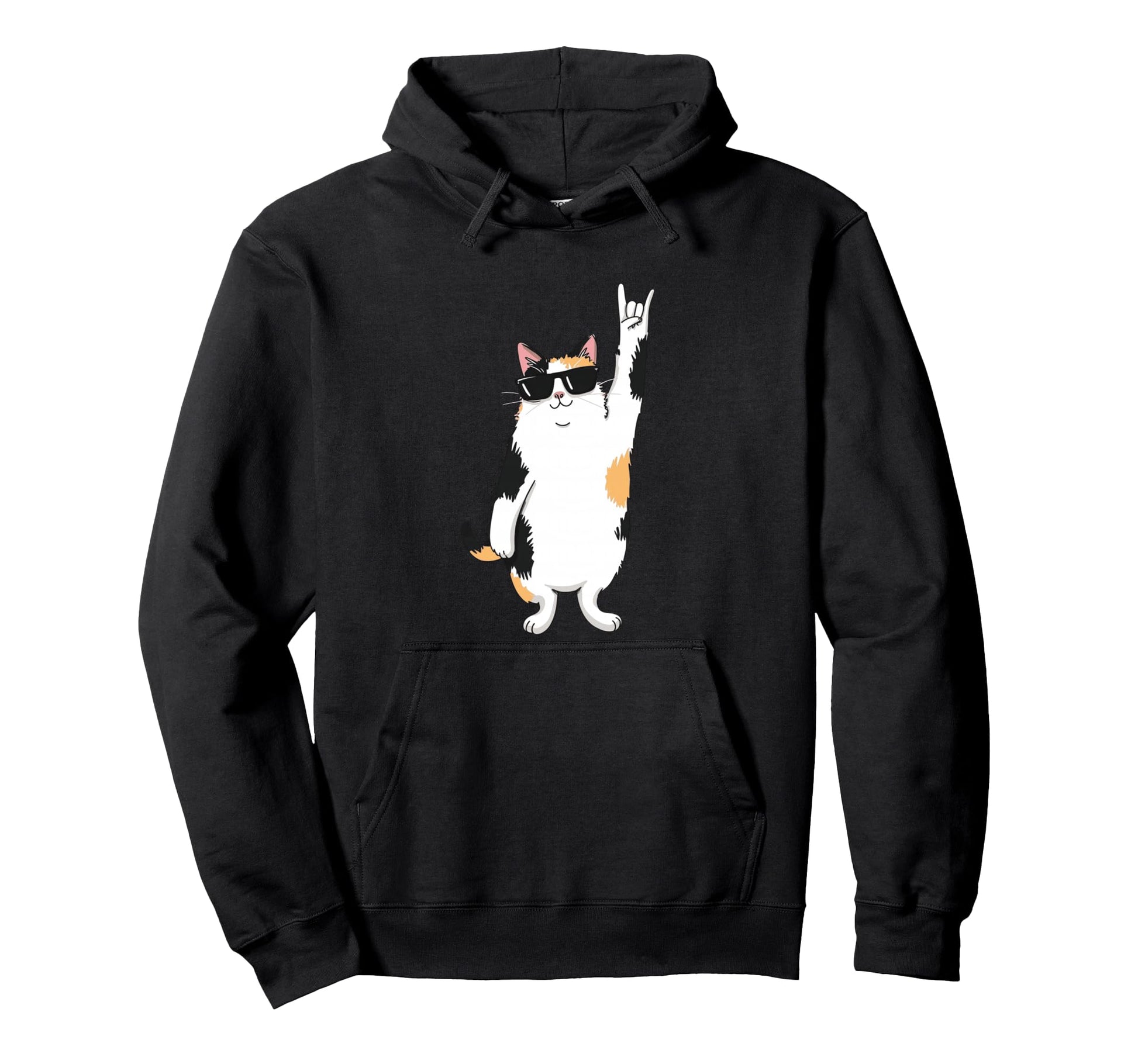 Cat Sunglasses Rock Funny Animal Hoodie - Novelty Apparel for Adults - T-Shirt, Sweatshirt, Hoodie