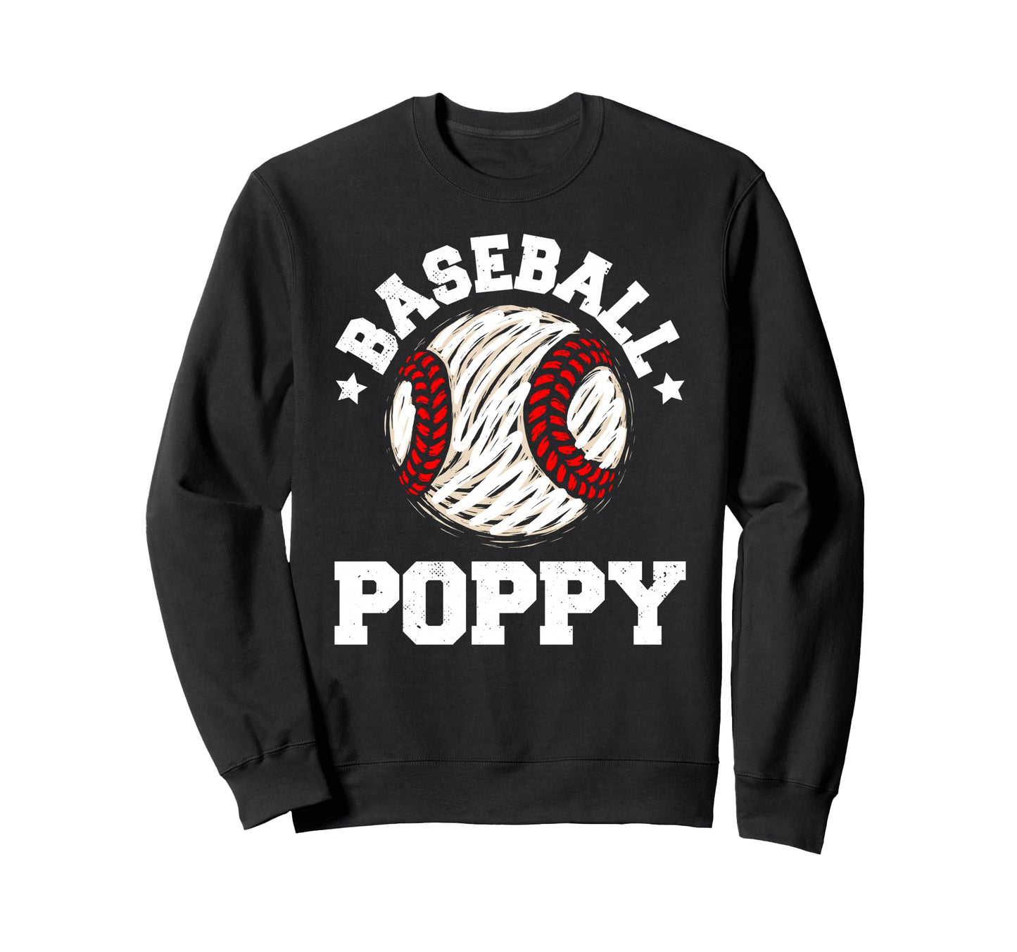 Baseball Poppy Distressed Funny Sweatshirt - Custom Art Print Unisex - T-Shirt, Sweatshirt, Hoodie