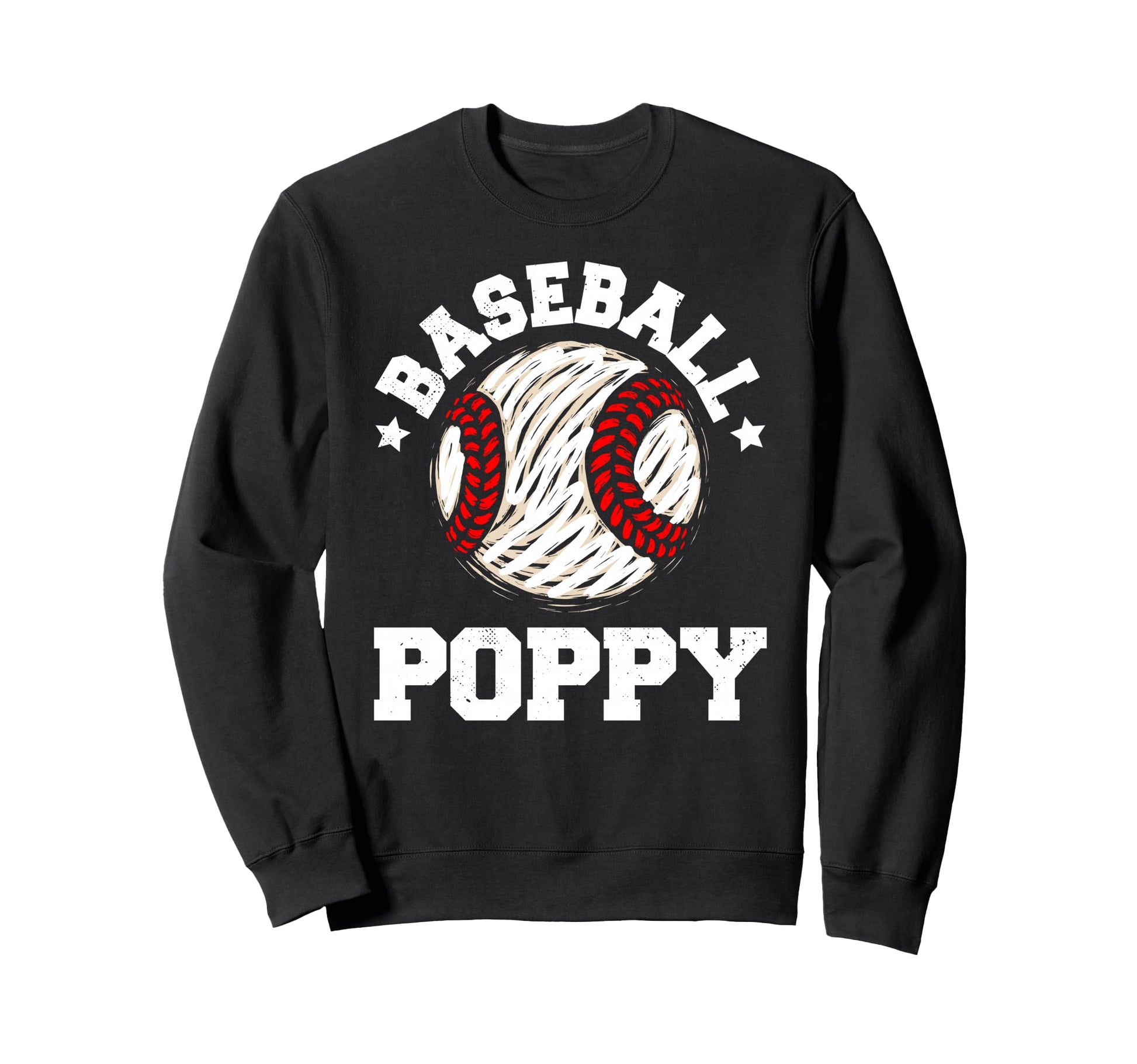 Baseball Poppy Distressed Funny Sweatshirt - Custom Art Print Unisex - T-Shirt, Sweatshirt, Hoodie