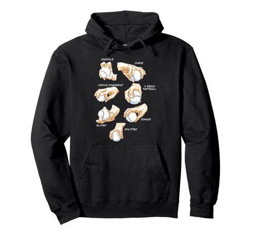 Baseball Player Pitcher Pitching Types Hoodie - Trendy Graphic for Adults - T-Shirt, Sweatshirt, Hoodie