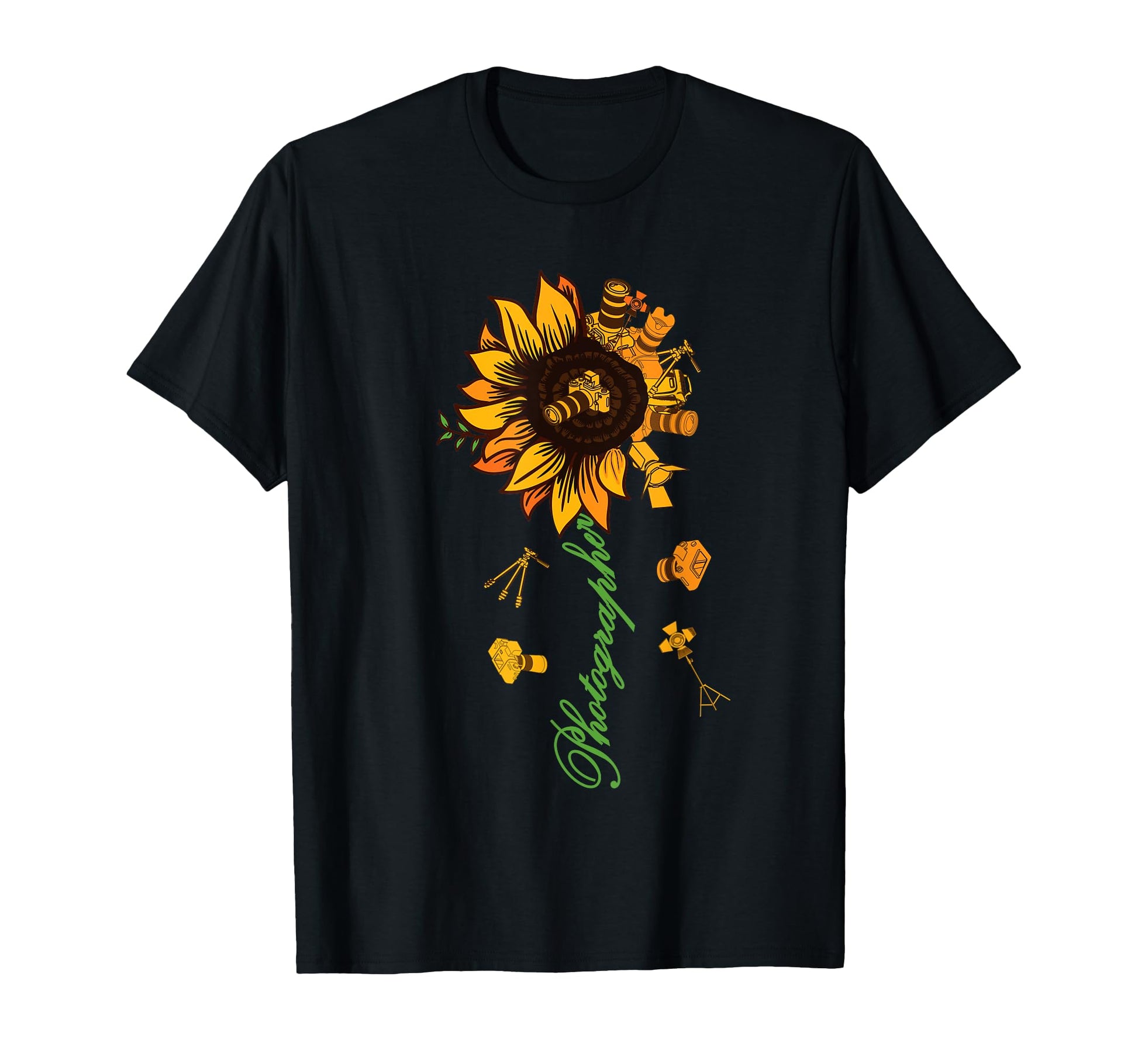 Funny Sunflower Photographer Camera T-Shirt - Custom Art Print for Adults - T-Shirt, Sweatshirt, Hoodie