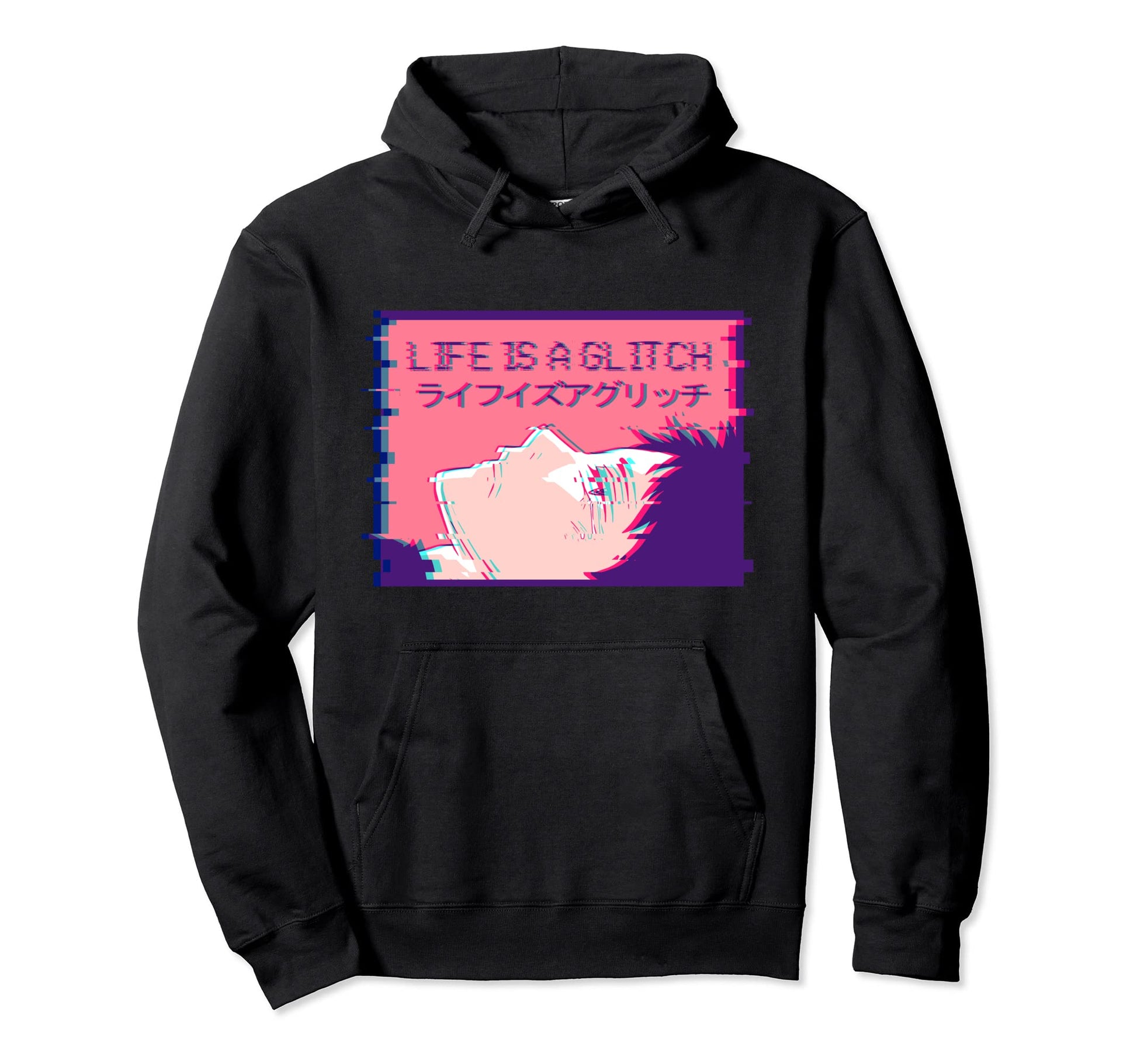 Life Is Glitch Sad Emo Anime Eboy Hoodie - Graphic Print for Adults - T-Shirt, Sweatshirt, Hoodie