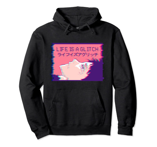 Life Is Glitch Sad Emo Anime Eboy Hoodie - Graphic Print for Adults - T-Shirt, Sweatshirt, Hoodie