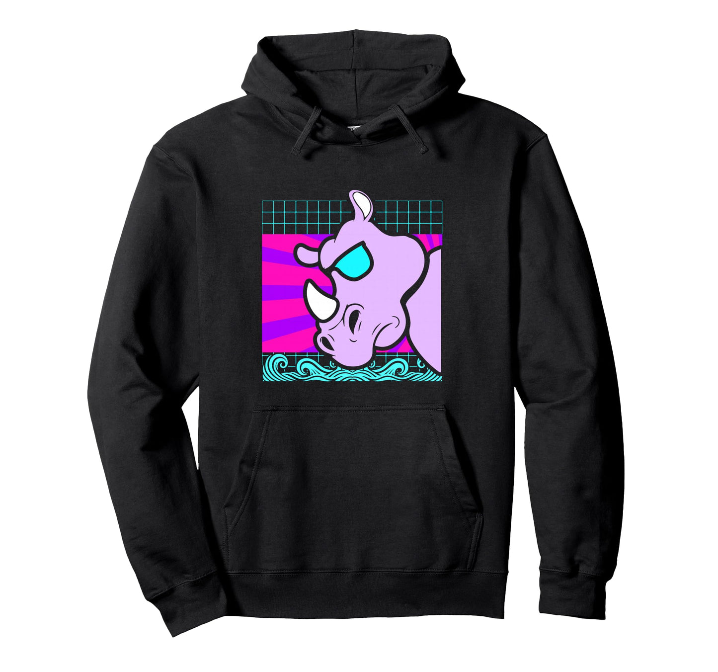 Aesthetic Vaporwave Outfits Rhino Hoodie - Casual Everyday Wear Unisex - T-Shirt, Sweatshirt, Hoodie