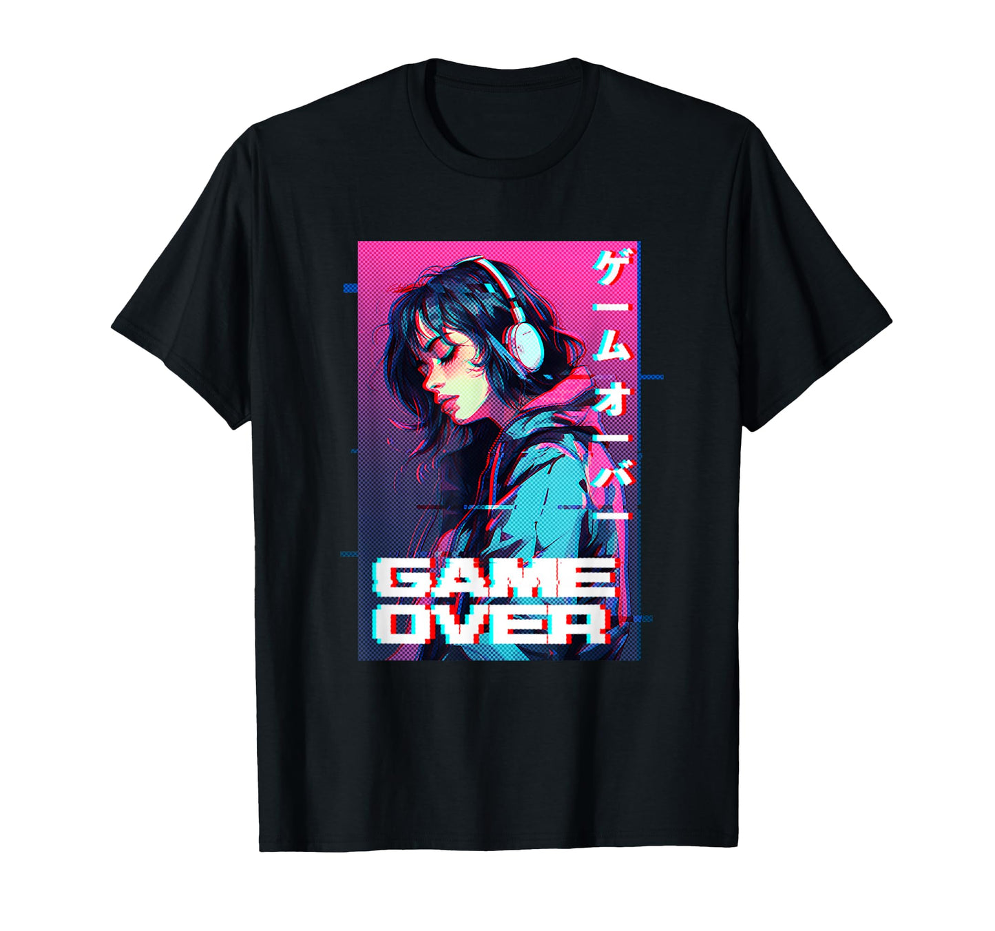Sad Japanese Anime Game Over Vaporwave T-Shirt - Trendy Graphic Unisex - T-Shirt, Sweatshirt, Hoodie