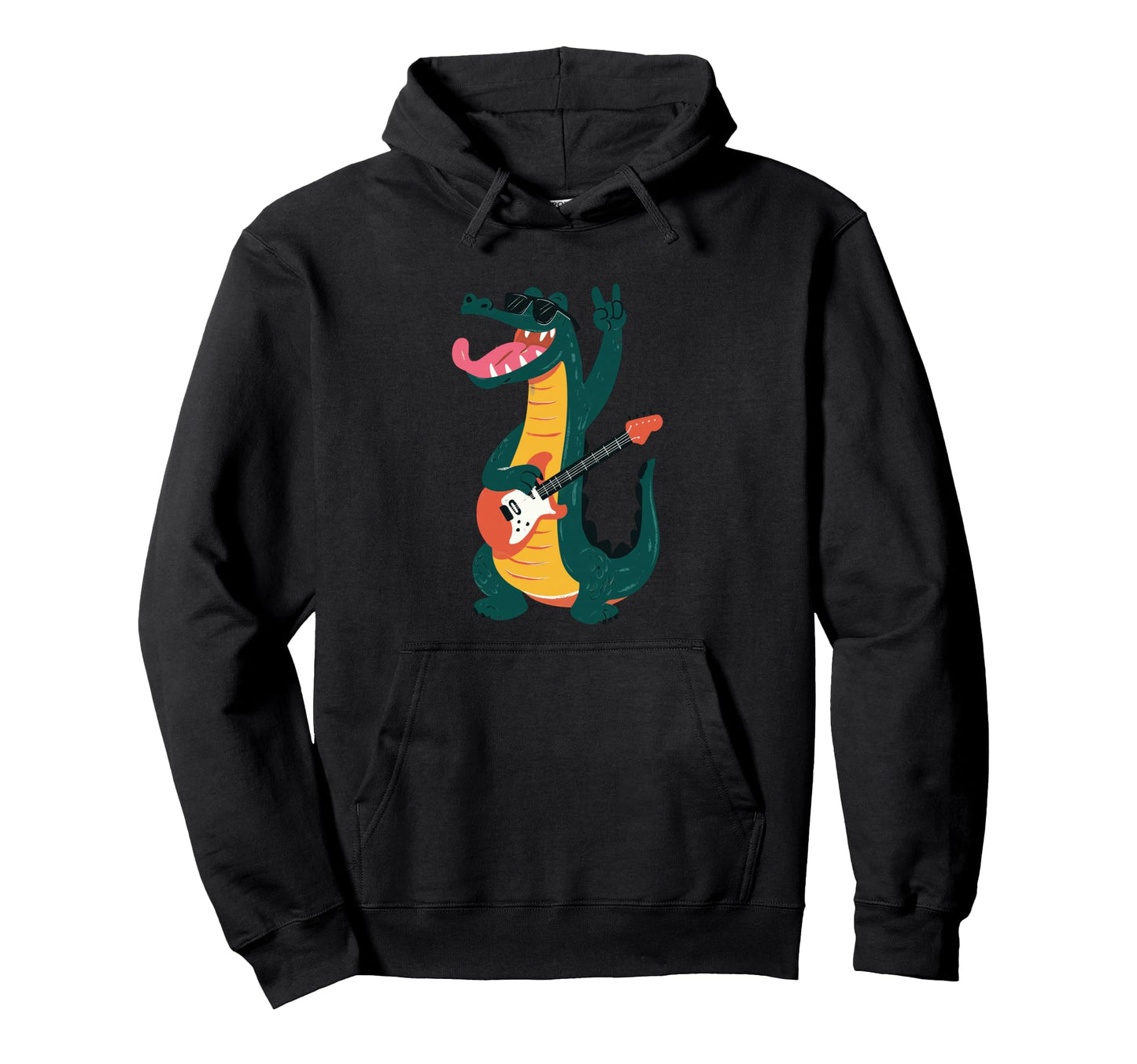 Alligator Guitar Player Funny Hoodie - Trendy Graphic Unisex - T-Shirt, Sweatshirt, Hoodie