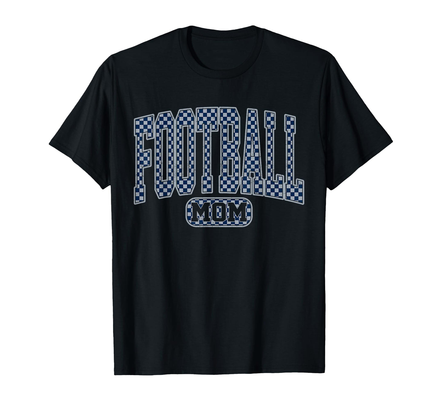 Football Mom Blue Silver Checkered T-Shirt - Novelty Apparel for Adults - T-Shirt, Sweatshirt, Hoodie