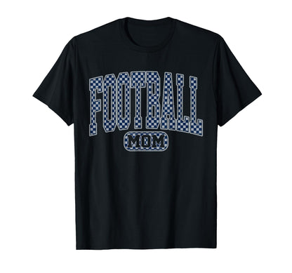Football Mom Blue Silver Checkered T-Shirt - Novelty Apparel for Adults - T-Shirt, Sweatshirt, Hoodie