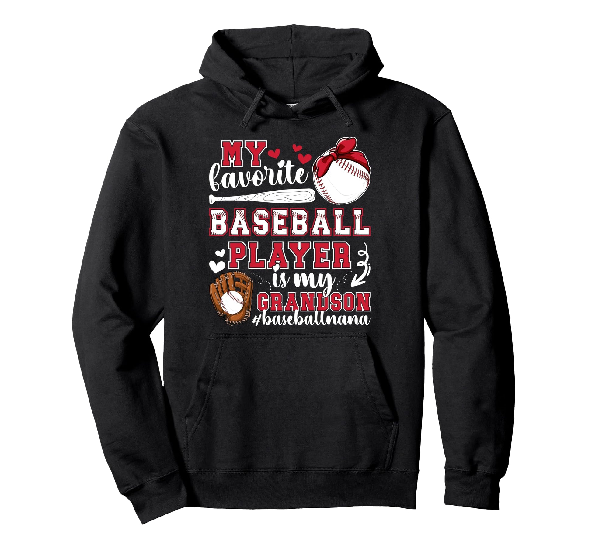 Baseball Nana Grandma Proud Baseball Hoodie - Novelty Apparel for Adults - T-Shirt, Sweatshirt, Hoodie