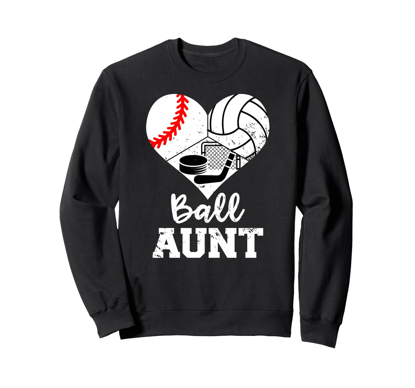 Ball Aunt Heart Funny Baseball Sweatshirt - Trendy Graphic Unisex - T-Shirt, Sweatshirt, Hoodie