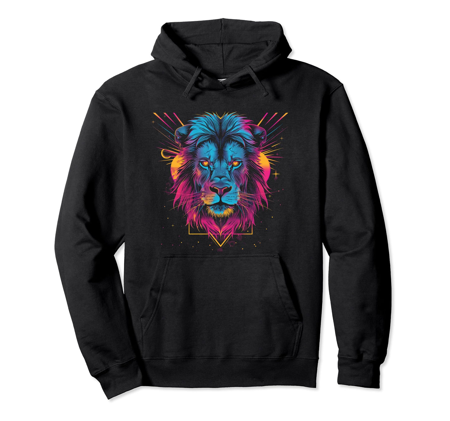 Lion Vaporwave Aesthetic Synthwave 80S Hoodie - Novelty Apparel for Adults - T-Shirt, Sweatshirt, Hoodie