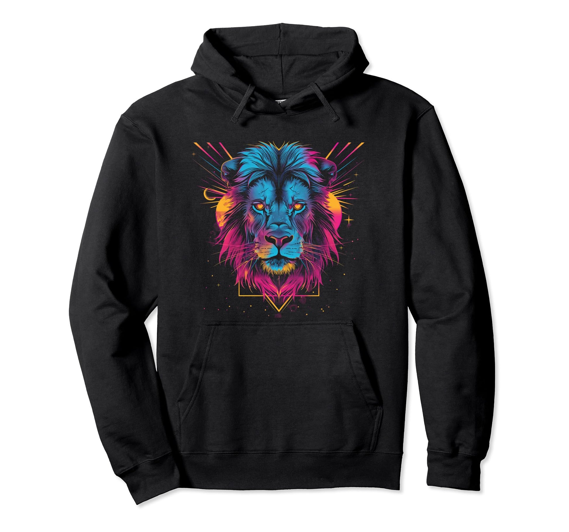 Lion Vaporwave Aesthetic Synthwave 80S Hoodie - Novelty Apparel for Adults - T-Shirt, Sweatshirt, Hoodie