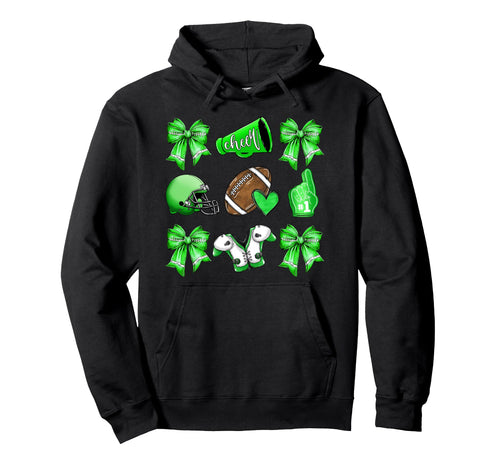 Green Football Mom Coquette Bows Game Day Hoodie - Streetwear Style Unisex - T-Shirt, Sweatshirt, Hoodie