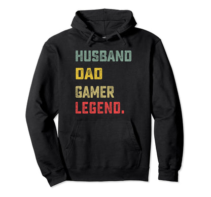 Husband Dad Gamer Legend Fathers Day Hoodie - Minimalist Print for Adults - T-Shirt, Sweatshirt, Hoodie