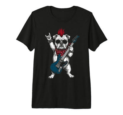 Funny Bulldog Dog Playing Guitar Usa T-Shirt - Graphic Print Men Women - T-Shirt, Sweatshirt, Hoodie