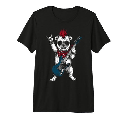 Funny Bulldog Dog Playing Guitar Usa T-Shirt - Graphic Print Men Women - T-Shirt, Sweatshirt, Hoodie