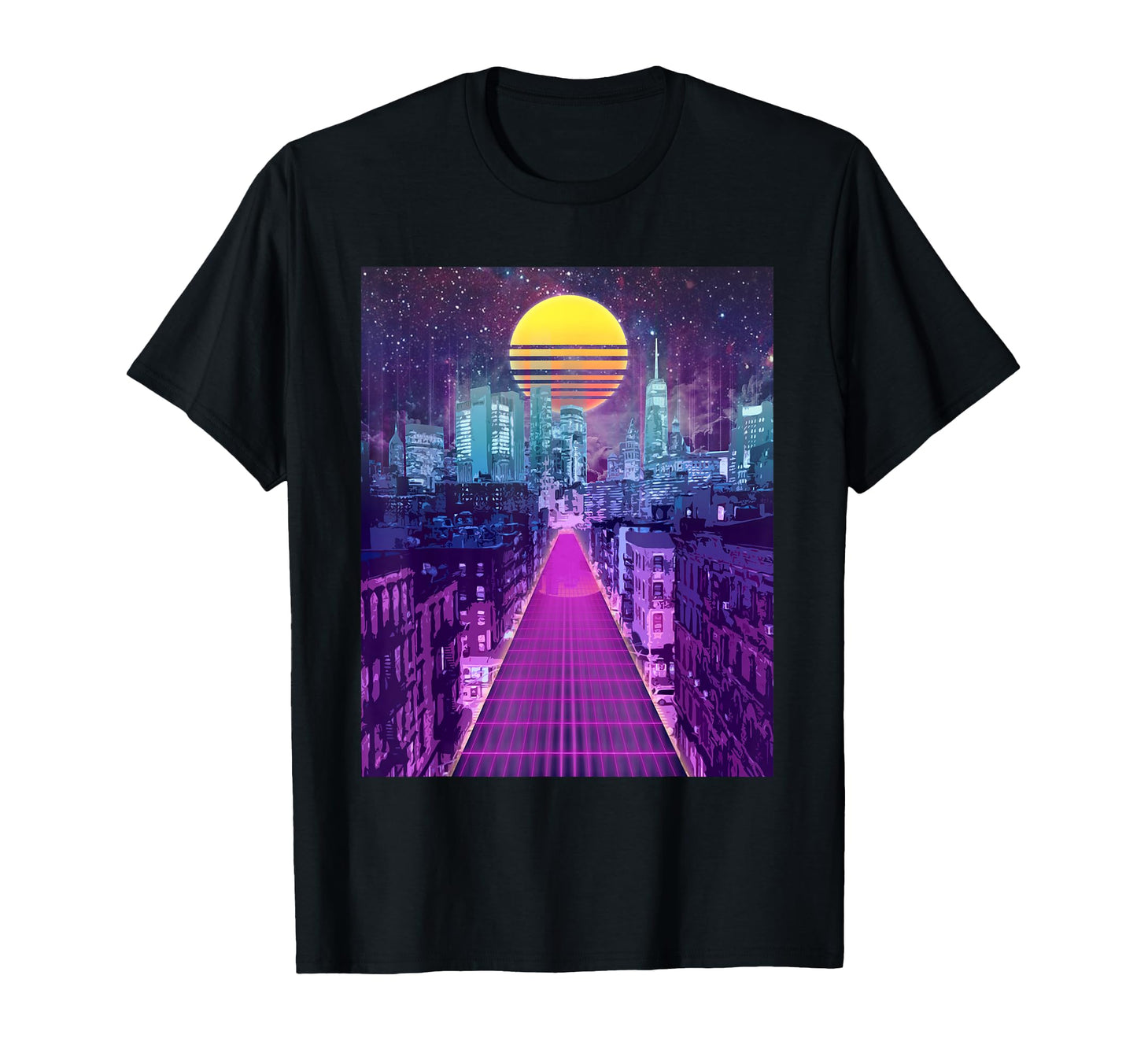 Digital Cityscape Vaporwave Aesthetic T-Shirt - Unique Graphic Unisex - T-Shirt, Sweatshirt, Hoodie