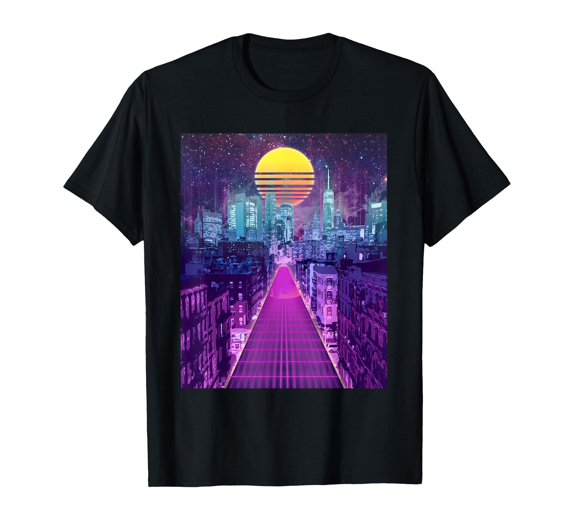 Digital Cityscape Vaporwave Aesthetic T-Shirt - Unique Graphic Unisex - T-Shirt, Sweatshirt, Hoodie