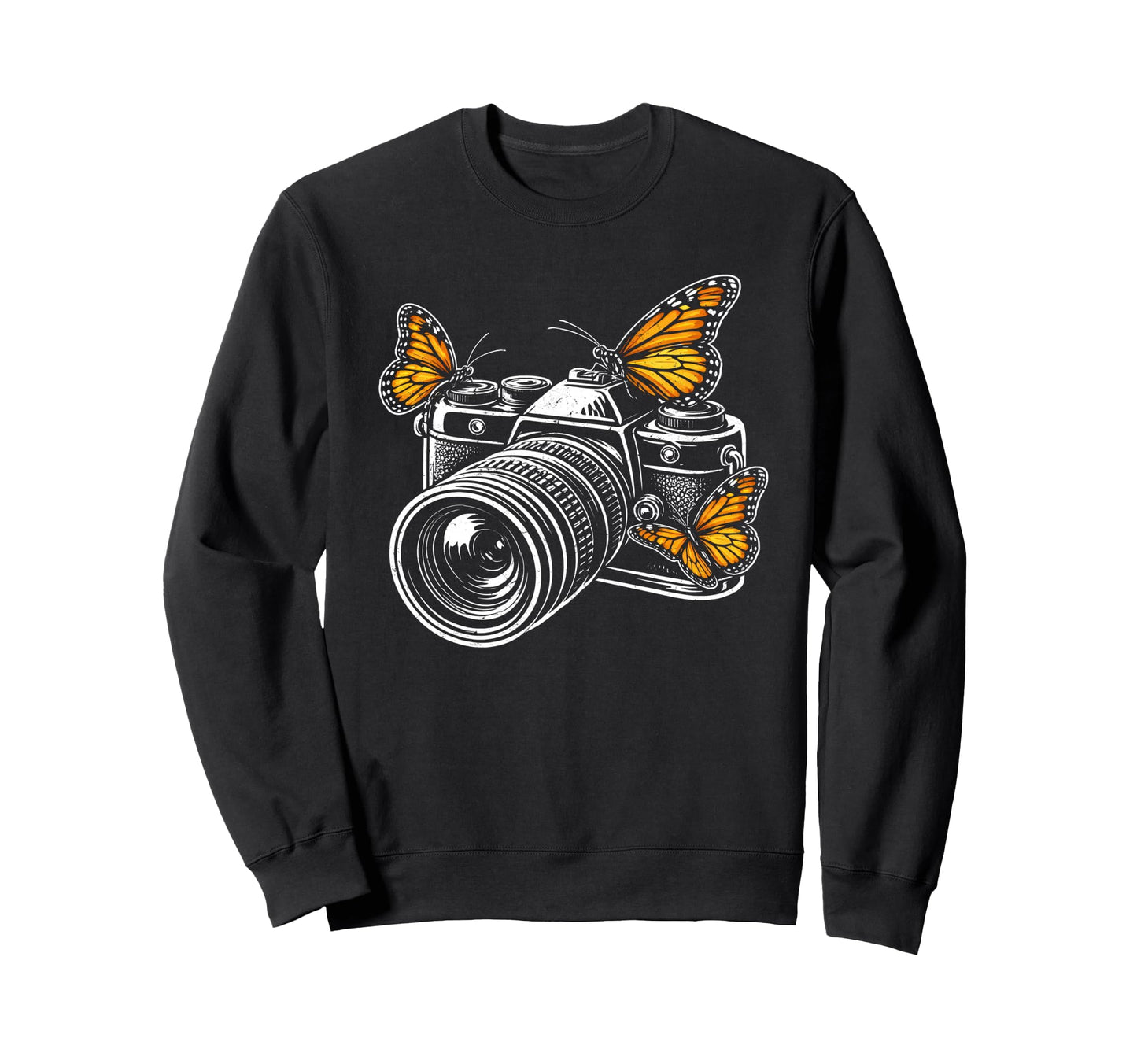 Camera Monarch Butterfly Sweatshirt - Unique Graphic Men Women - T-Shirt, Sweatshirt, Hoodie