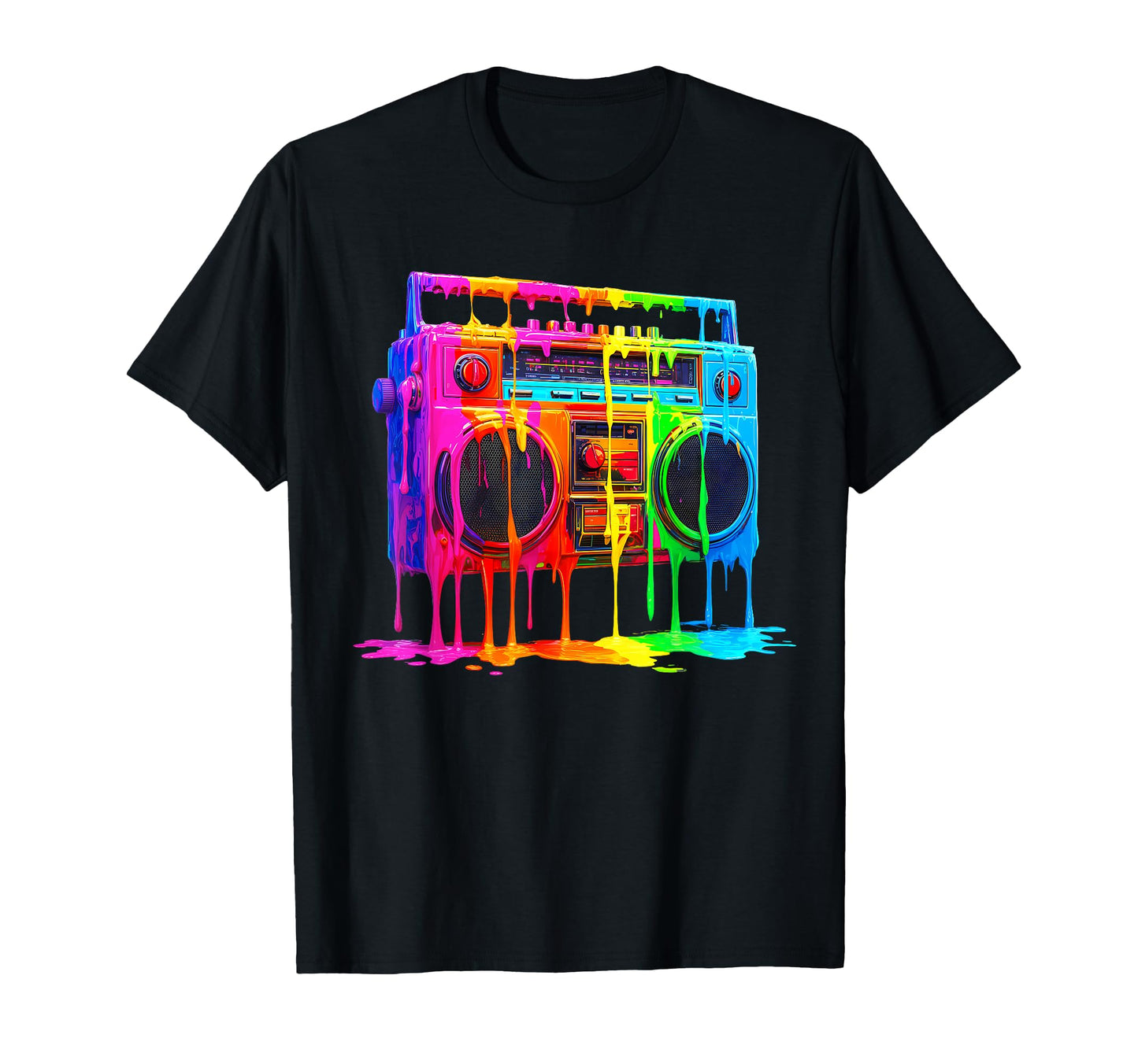 Dripping Paint Boombox Old School T-Shirt - Novelty Apparel Men Women - T-Shirt, Sweatshirt, Hoodie