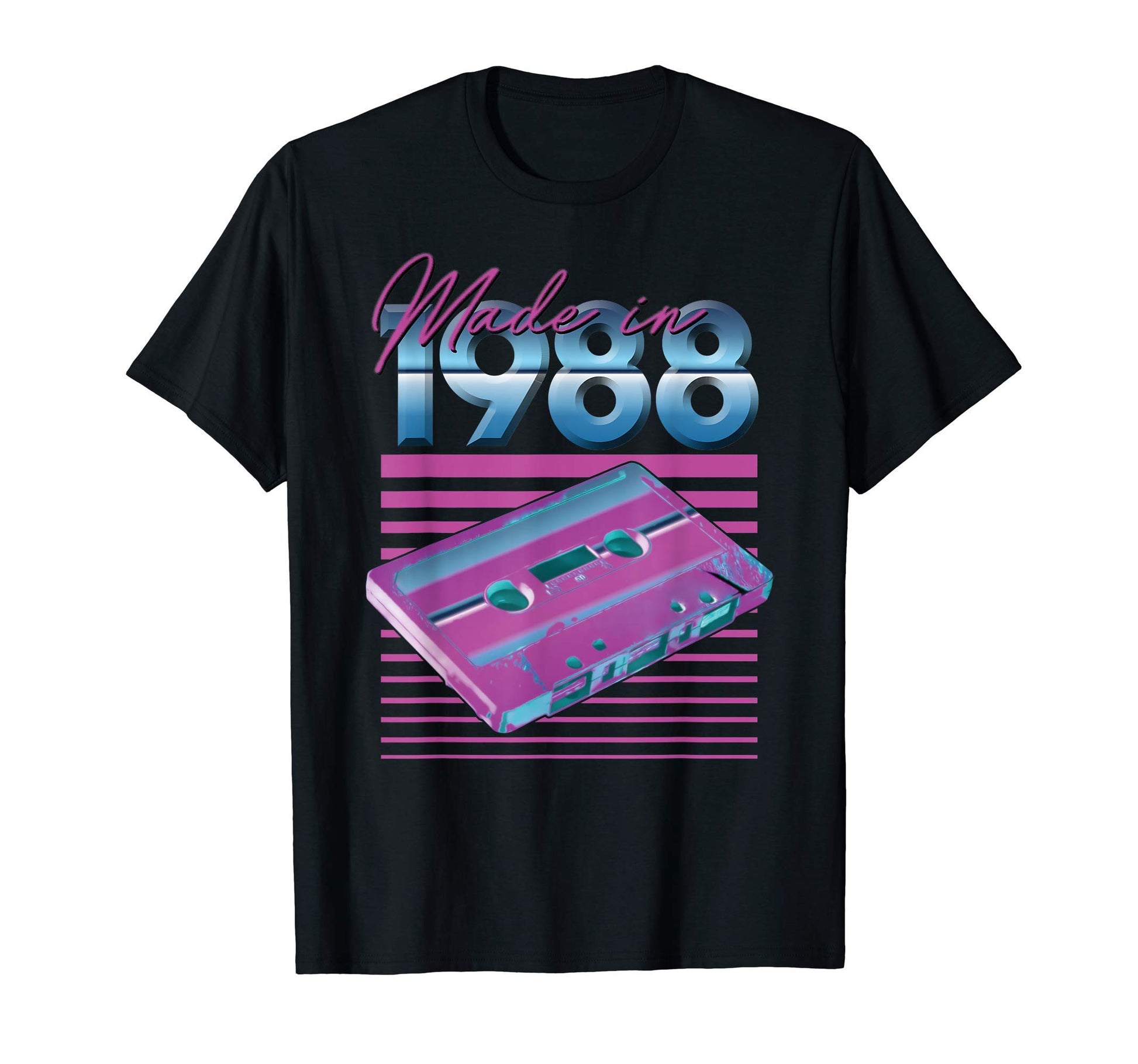 1988 Cassette Tape Stripes T-Shirt - Novelty Apparel for Adults - T-Shirt, Sweatshirt, Hoodie