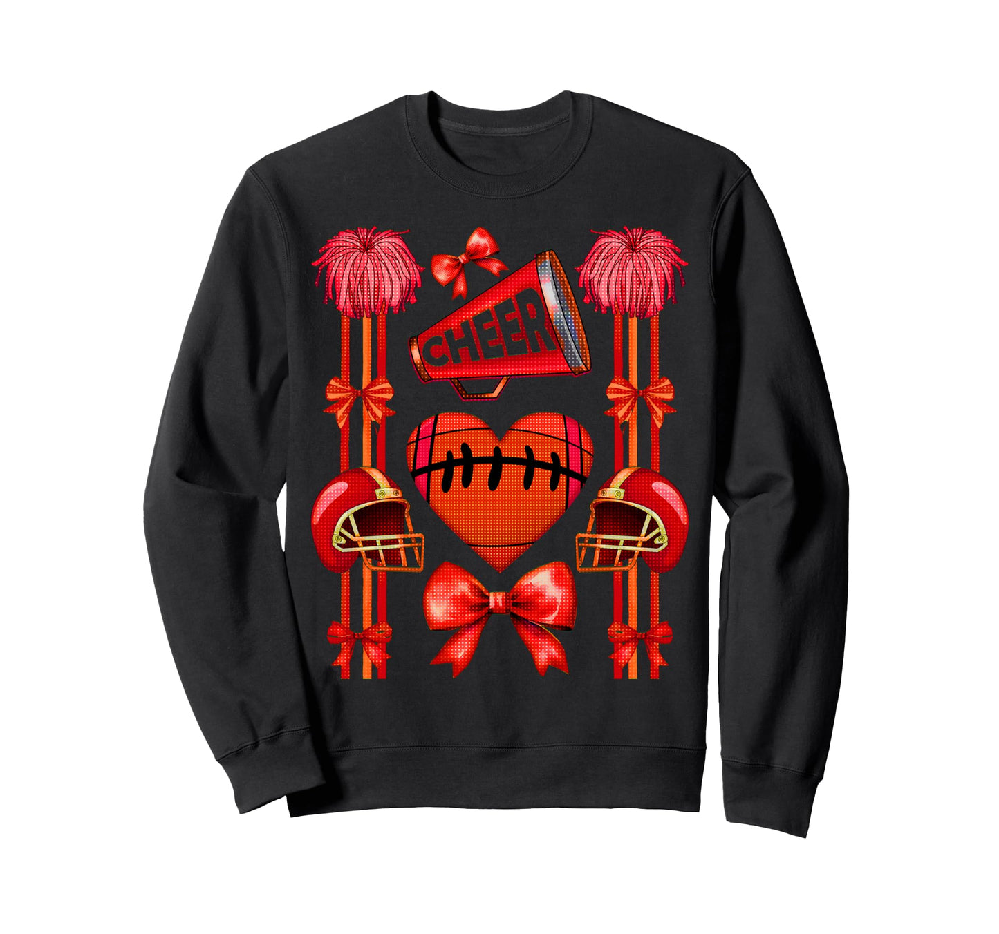 Football Cheer Mom Coquette Bow Mom Sweatshirt - Graphic Print for Adults - T-Shirt, Sweatshirt, Hoodie
